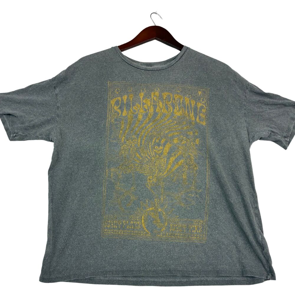 Billabong Still Rising T-Shirt Men's XL Gray Skull Psychedelic Graphic Surf Tee